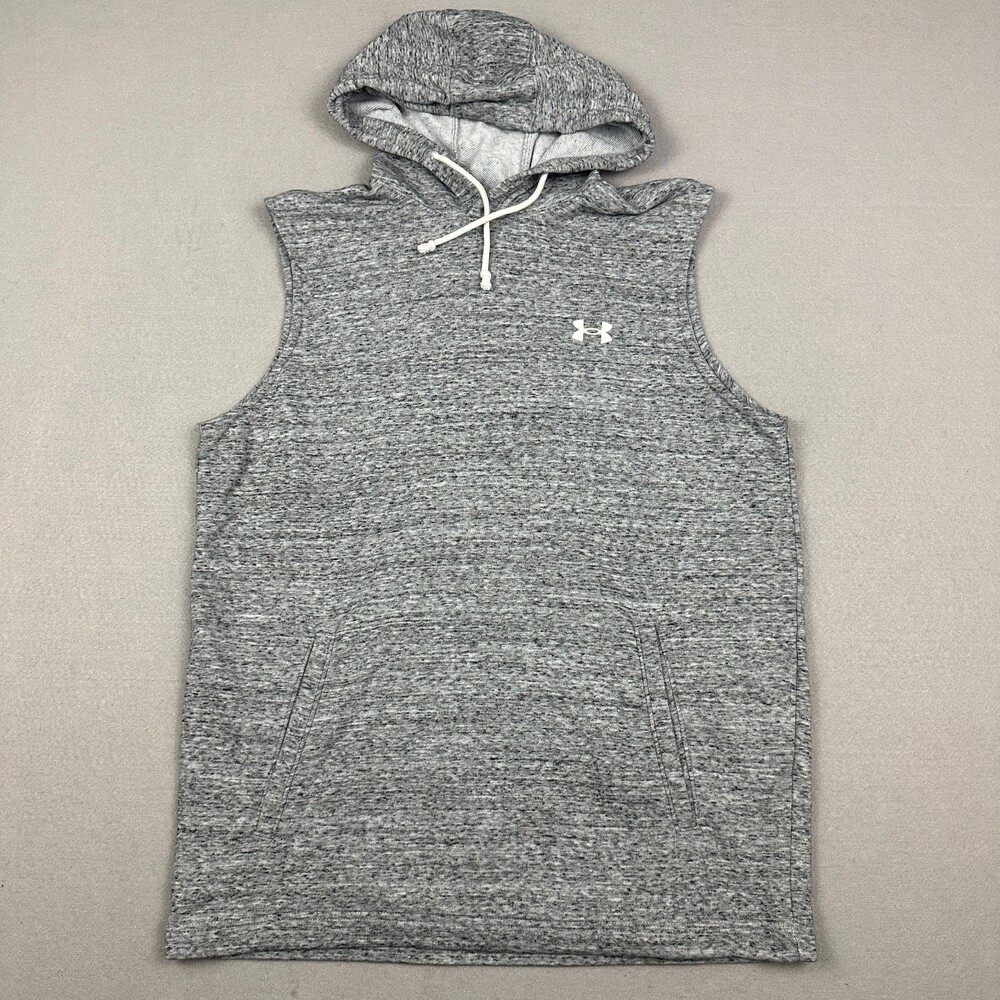 Under Armour Hoodie Men Medium Gray Sleeveless French Terry Gym Vest M